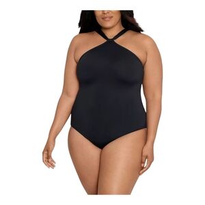 Lauren Ralph Lauren Plus Tummy-Control High-Neck One-Piece‎ Black 22W NWT